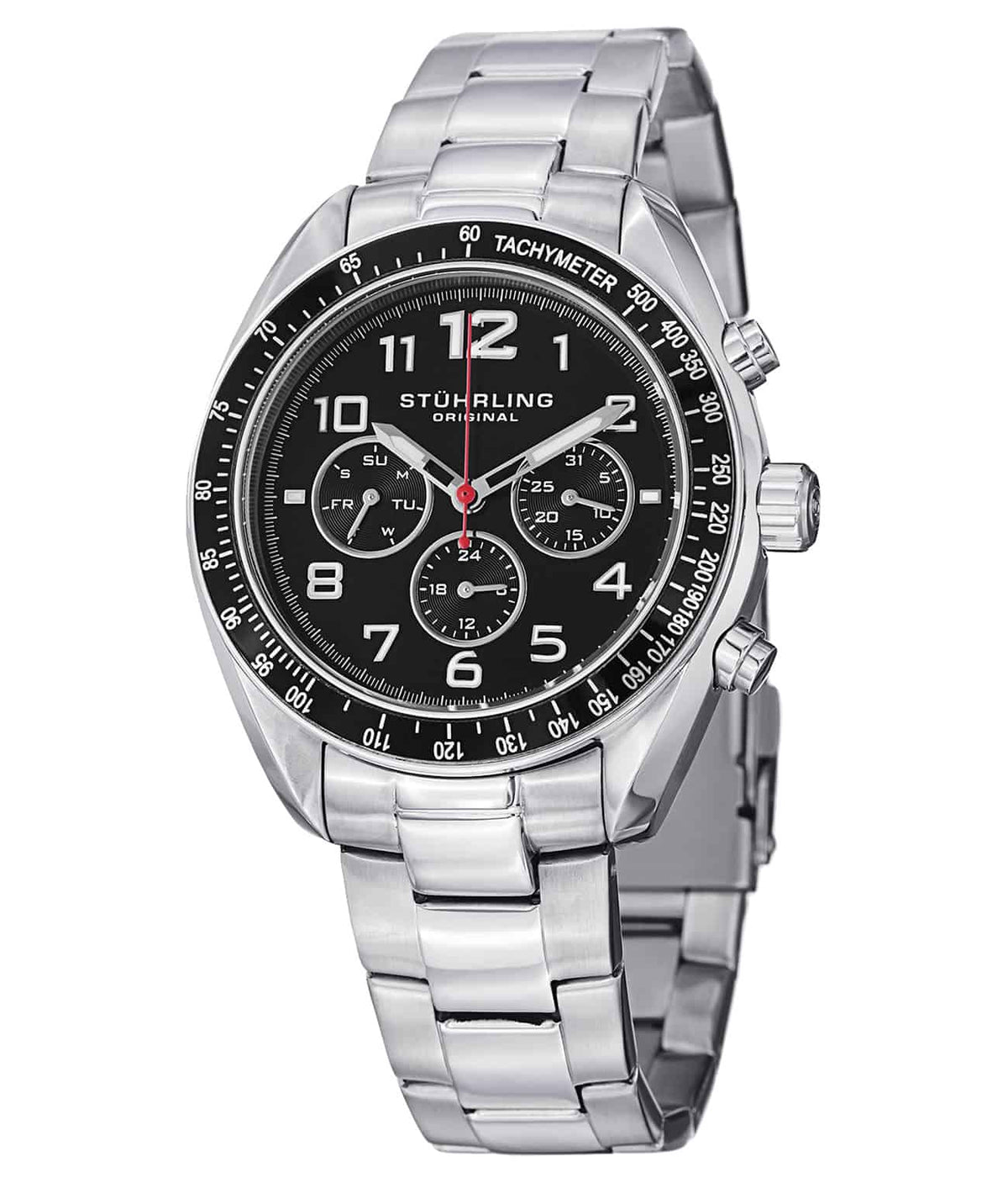 Concorso Dragster 814 GMT Quartz 40mm Chronograph - Black Dial / Silver Case / Silver Stainless Steel Bracelet Deployant Buckle