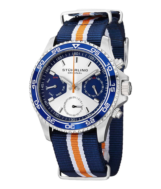 Freedom 843 GMT Quartz 42mm Diver - Blue Dial / Silver Case / Blue Canvas Strap Tang Buckle
