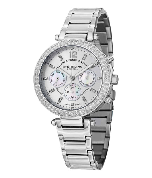 Damsel 888 Quartz 38mm Chronograph - Silver Dial / Silver Case / Silver Stainless Steel Bracelet Deployant Buckle