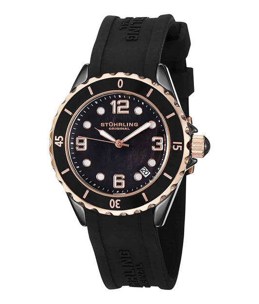 Atlantis 954 Quartz 39mm Diver - Black Dial / Black Case / Black Silicone Strap Tang Buckle