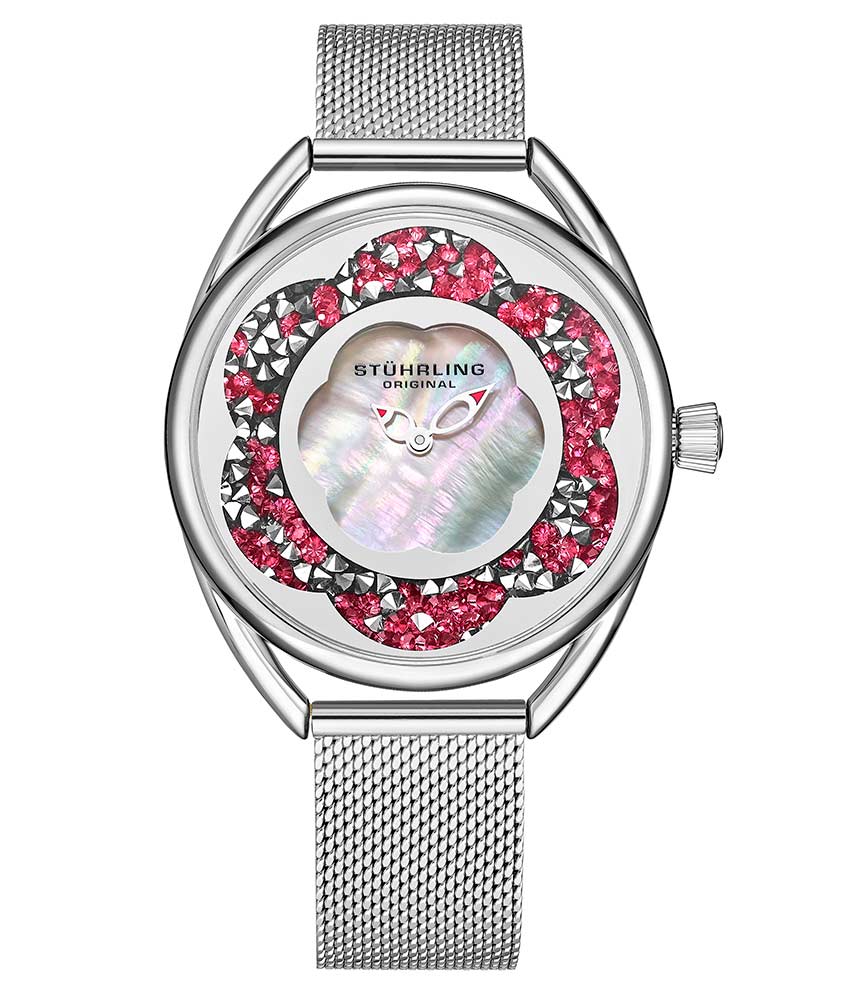Stührling Stührling Lily 995M Quartz 38mm Classic - White Dial / Silver Case / Silver Stainless Steel Bracelet Silver Foldover Buckle