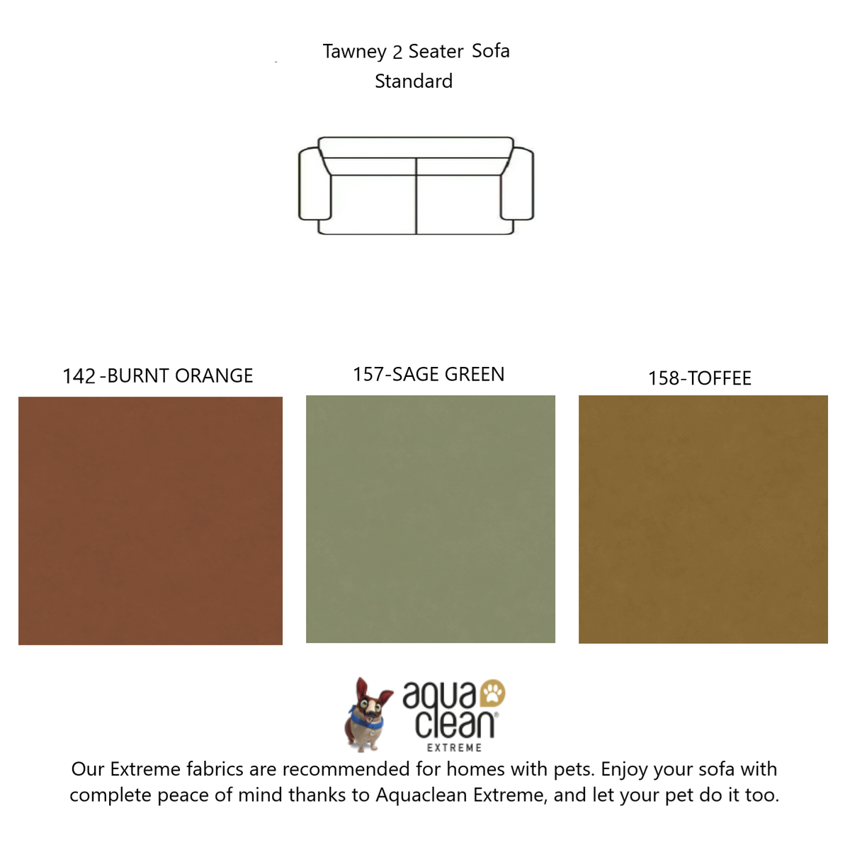 Tawney Italian Fabric Sofa Collection - Choice Of Standard Or Power Recliner - 2 Seater Sofa - Standard / 158-Toffee