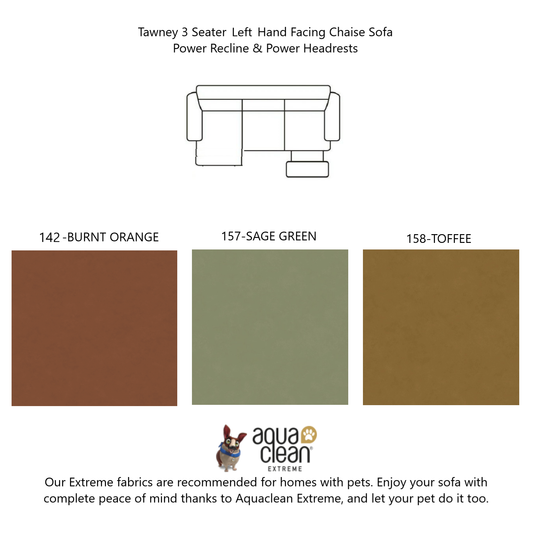 Tawney Italian Fabric Sofa Collection - Choice Of Standard Or Power Recliner - Left Hand Facing 3 - Power Recline & Power Headrests / 157-Sage Green
