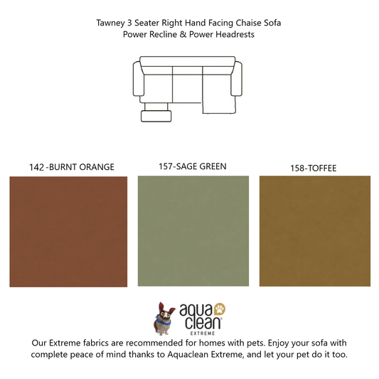 Tawney Italian Fabric Sofa Collection - Choice Of Standard Or Power Recliner - Right Hand Facing 3 - Power Recline & Power Headrests / 157-Sage Green