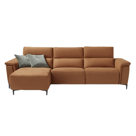 Tawney Italian Fabric Sofa Collection - Choice Of Standard Or Power Recliner - Left Hand Facing 3 Seater Chaise Sofa - Standard / 142-Burnt Orange