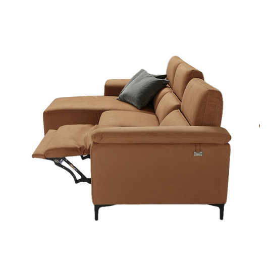 Tawney Italian Fabric Sofa Collection - Choice Of Standard Or Power Recliner - Left Hand Facing - Power Recline & Power Headrests / 142-Burnt Orange