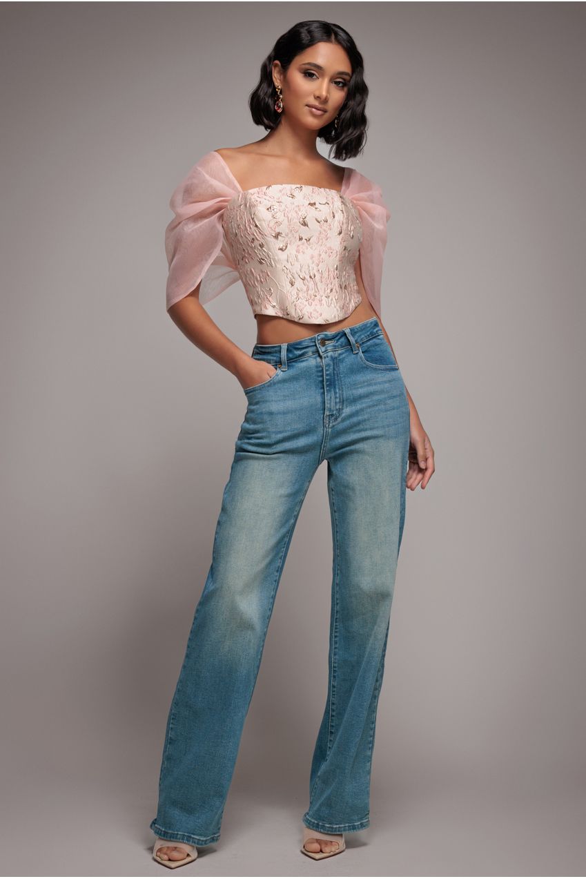 Straight Leg Denim Jeans - Blue by Goddiva denim
