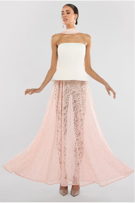 Floral Lace A-Line Maxi Skirt by Goddiva