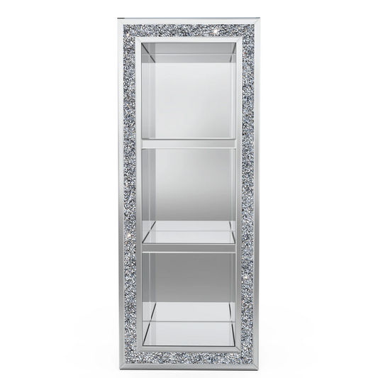 Crushed Diamond Mirrored Tall 3 Tier Bookcase