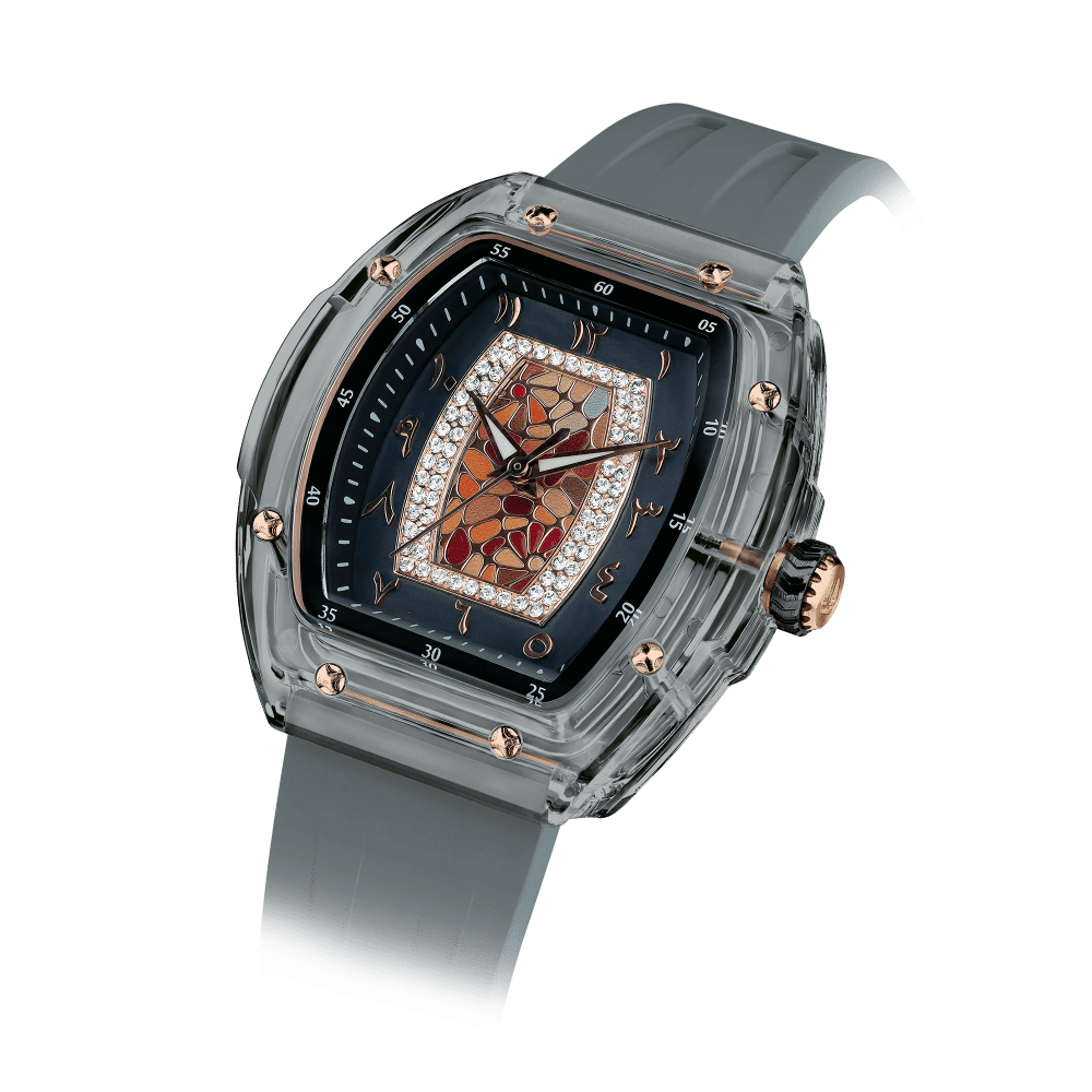 TSAR BOMBA women watches – Damen-Quarzuhr, stilvolle und wasserdichte Uhr mit Fluorkautschukarmband für einen sportlich-eleganten Look Arabgrau