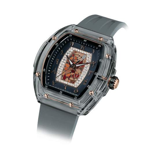 TSAR BOMBA women watches – Damen-Quarzuhr, stilvolle und wasserdichte Uhr mit Fluorkautschukarmband für einen sportlich-eleganten Look Arabgrau