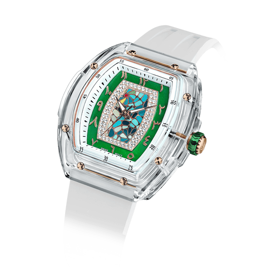 TSAR BOMBA Nucleus Femme 02 – Damen-Quarzuhr, stilvolle und wasserdichte Uhr mit Fluorkautschukarmband für einen sportlich-eleganten Look Arabisches W