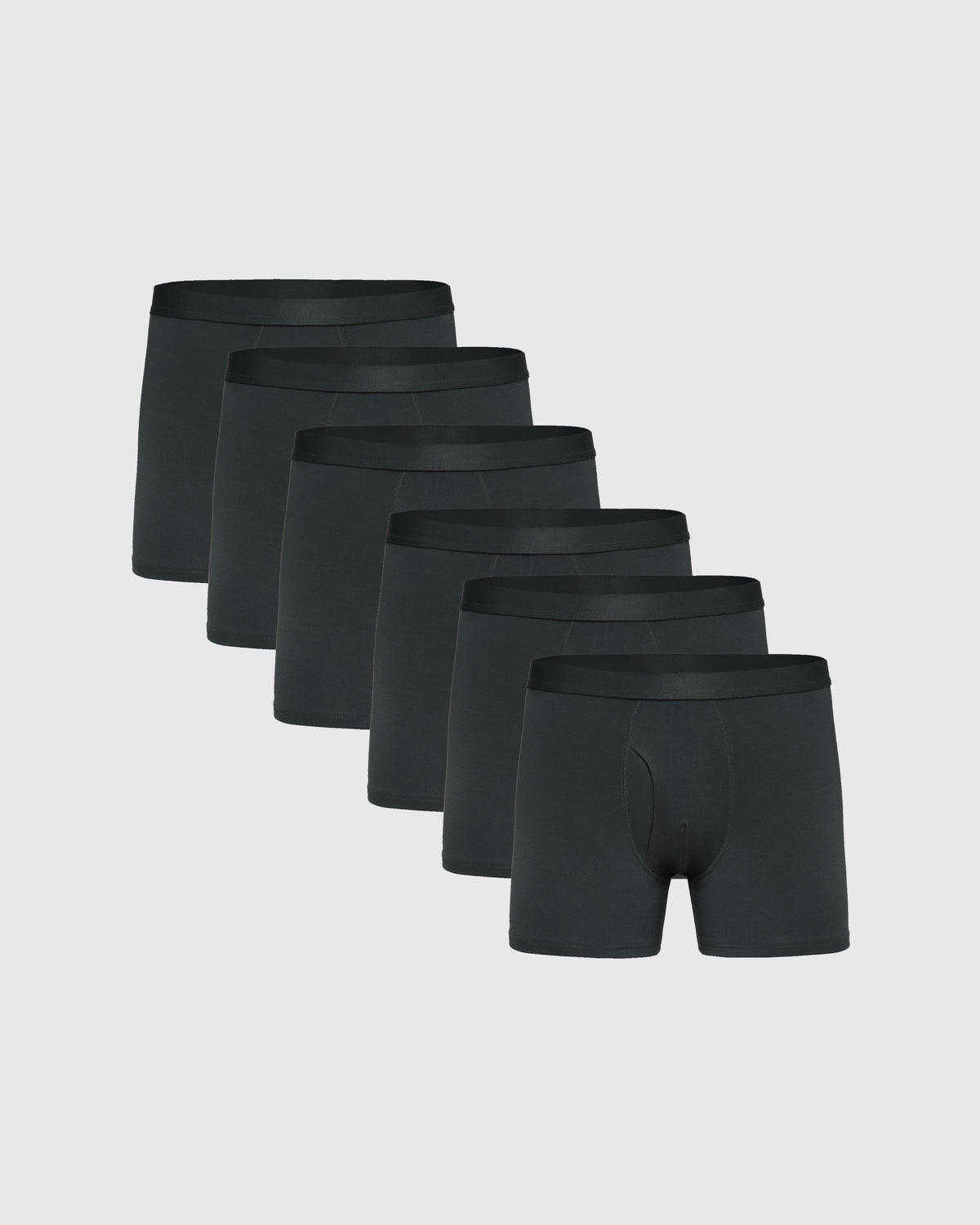 True Classic Carbon Gray Boxer Trunks W/ Fly 6-Pack | Small