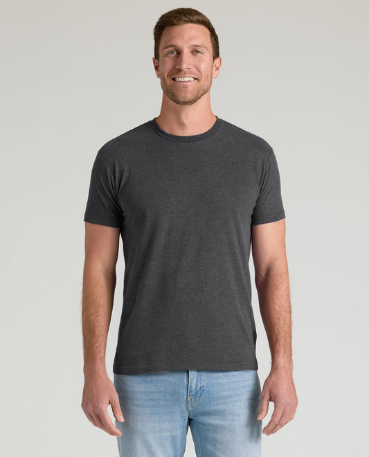 True Classic Charcoal Heather Gray Classic Crew Neck T-Shirt | Cotton Blend | Athletic Cut | Small