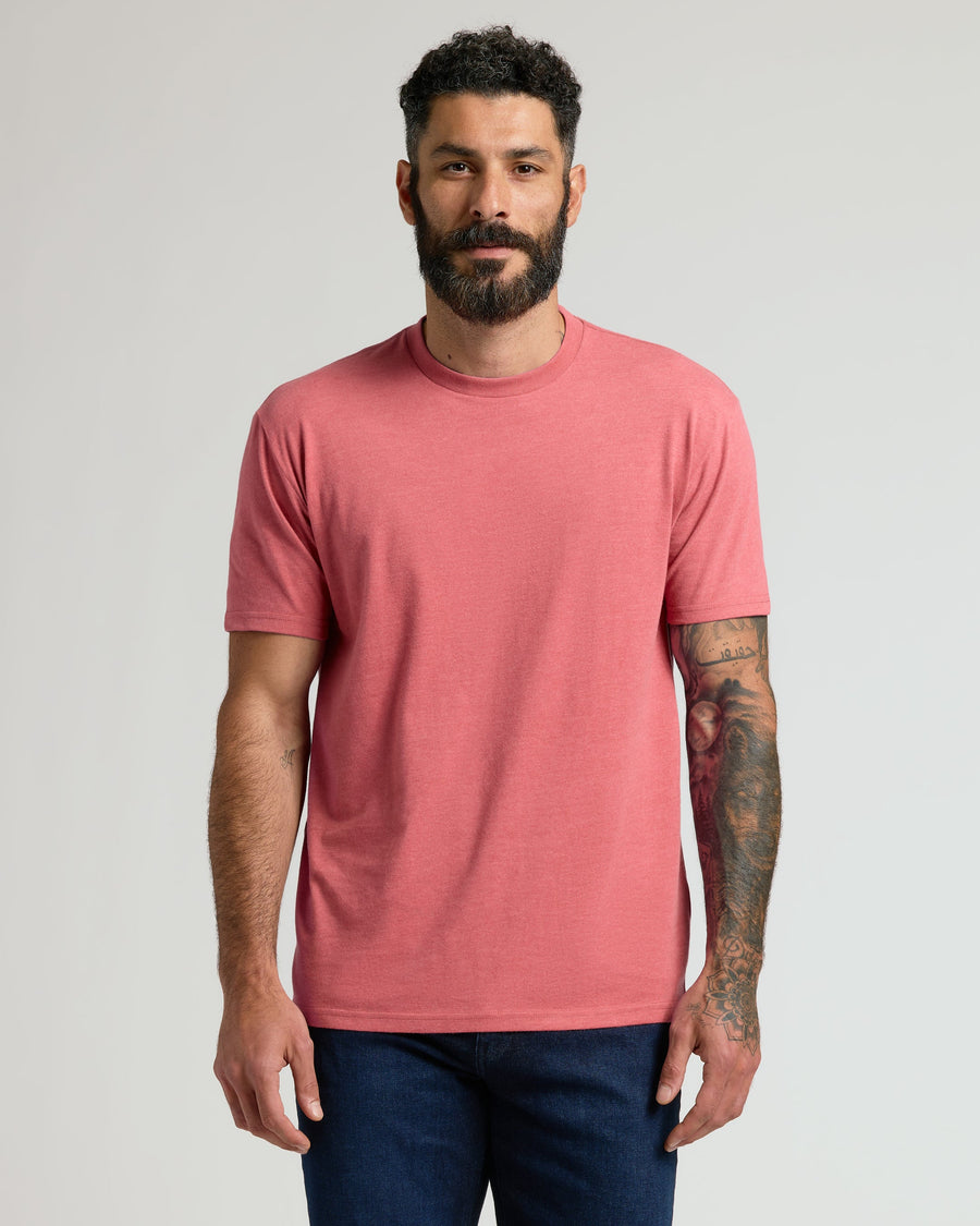 True Classic Multi Heather Garnet Classic Crew Neck T-Shirt | Cotton Blend | Athletic Cut | 2XL