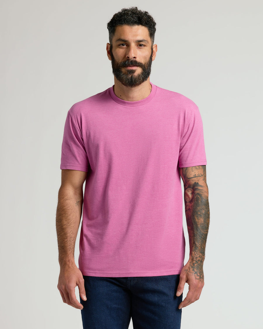 True Classic Heather Magenta Classic Crew Neck T-Shirt | Cotton Blend | Athletic Cut | Small