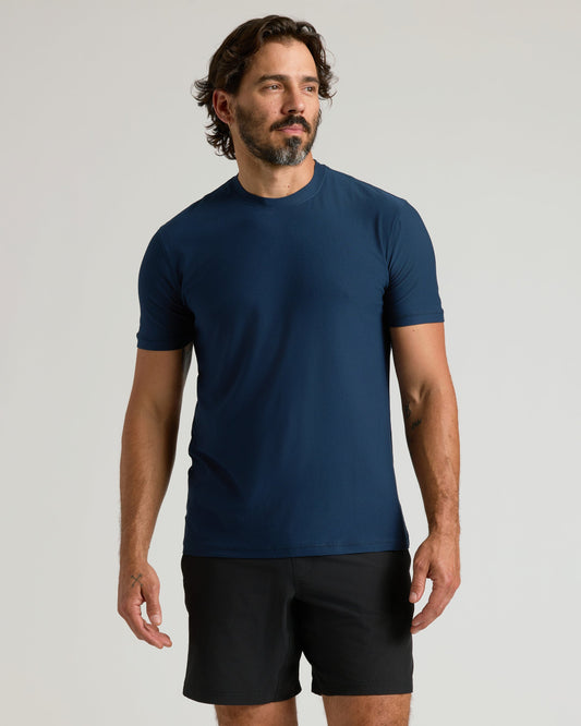True Classic Navy Blue Active Crew Neck T-Shirt | Cotton Blend | Athletic Cut | Small