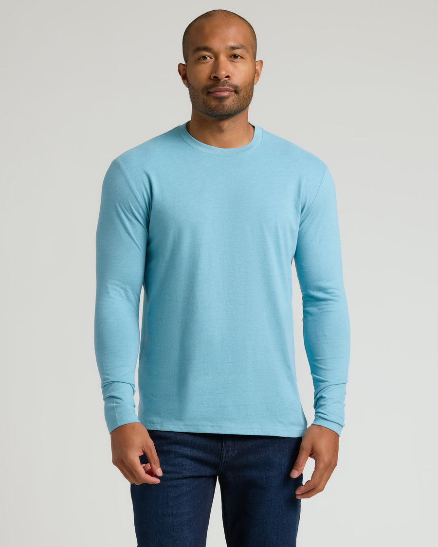 True Classic Multi Heather Voyager Classic Long Sleeve T-Shirt Crew Neck | Cotton Blend | Athletic Cut | Small
