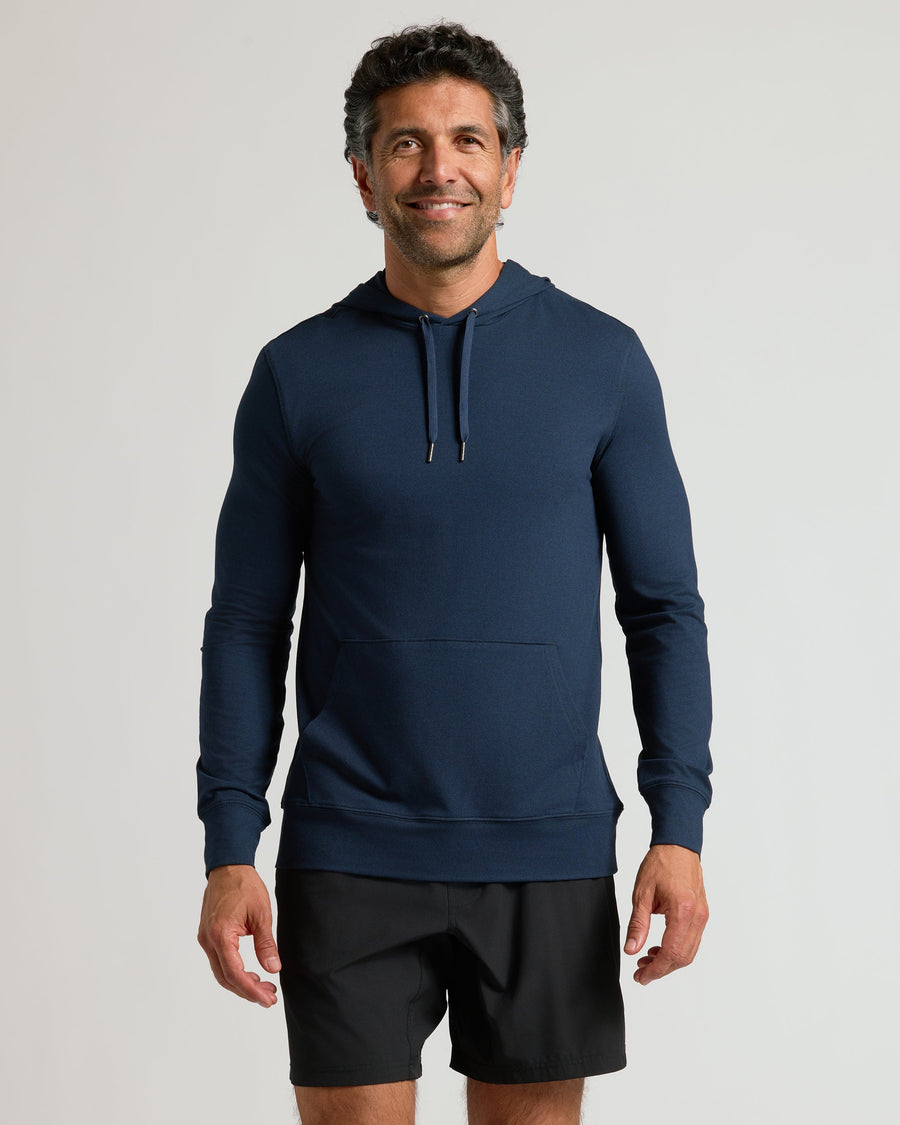 True Classic Heather Navy Blue Active Comfort Pullover Hoodie | Small