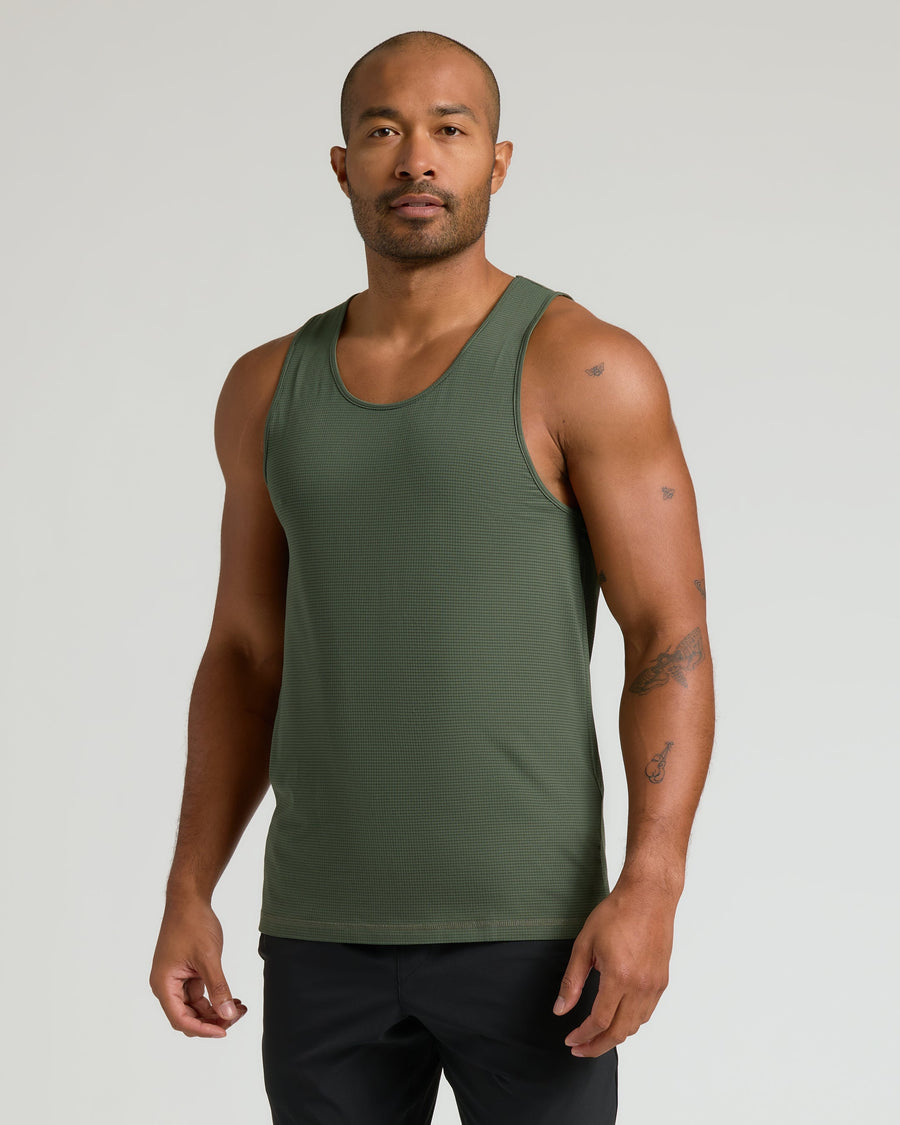 True Classic Multi Kelp Sleeveless Active Mesh Tank | Cotton Blend | Athletic Cut | Small