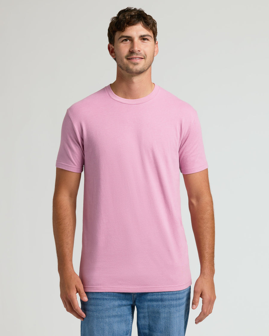 True Classic Heather Mauve Tall Straight Hem Crew Neck T-Shirt | Cotton Blend | Athletic Cut | Small