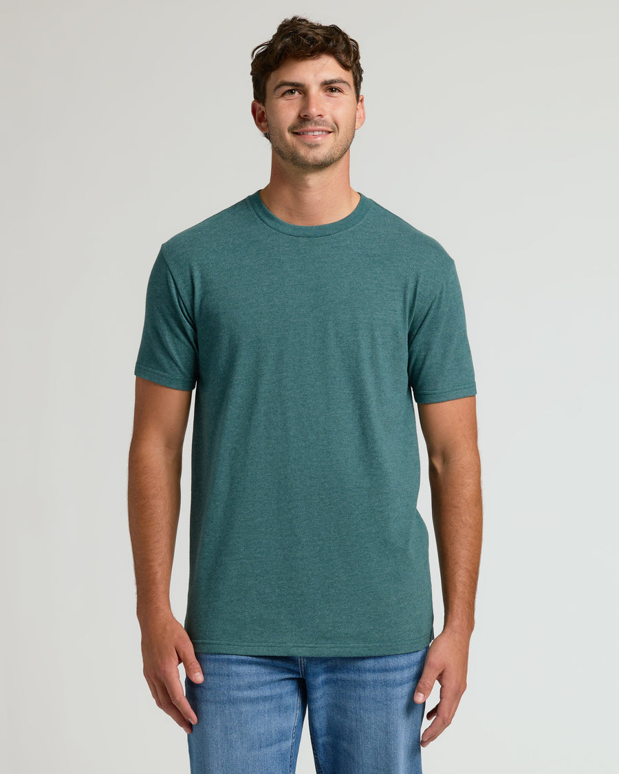 True Classic Multi Heather Seafarer Tall Straight Hem Crew Neck T-Shirt | Cotton Blend | Athletic Cut | Small
