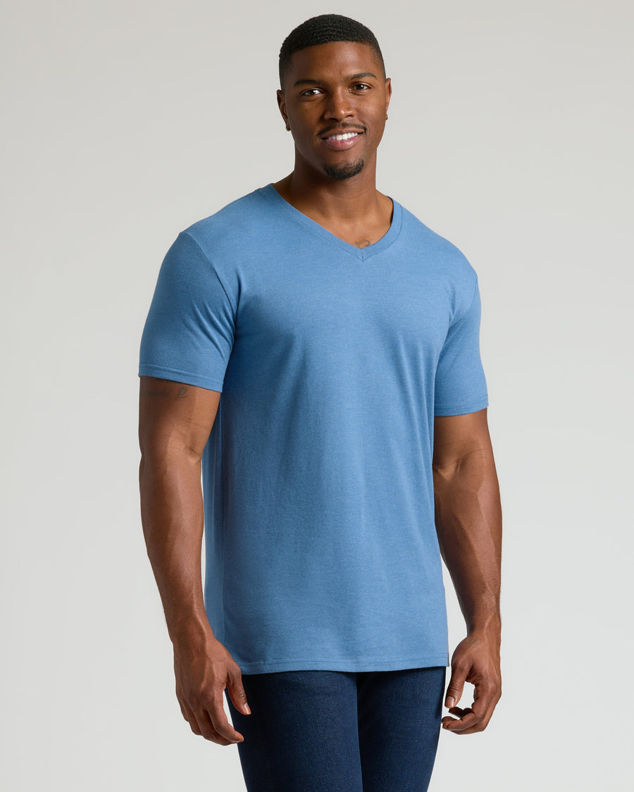 True Classic Dark Heather Blue Lake Tall Classic V-Neck | Small