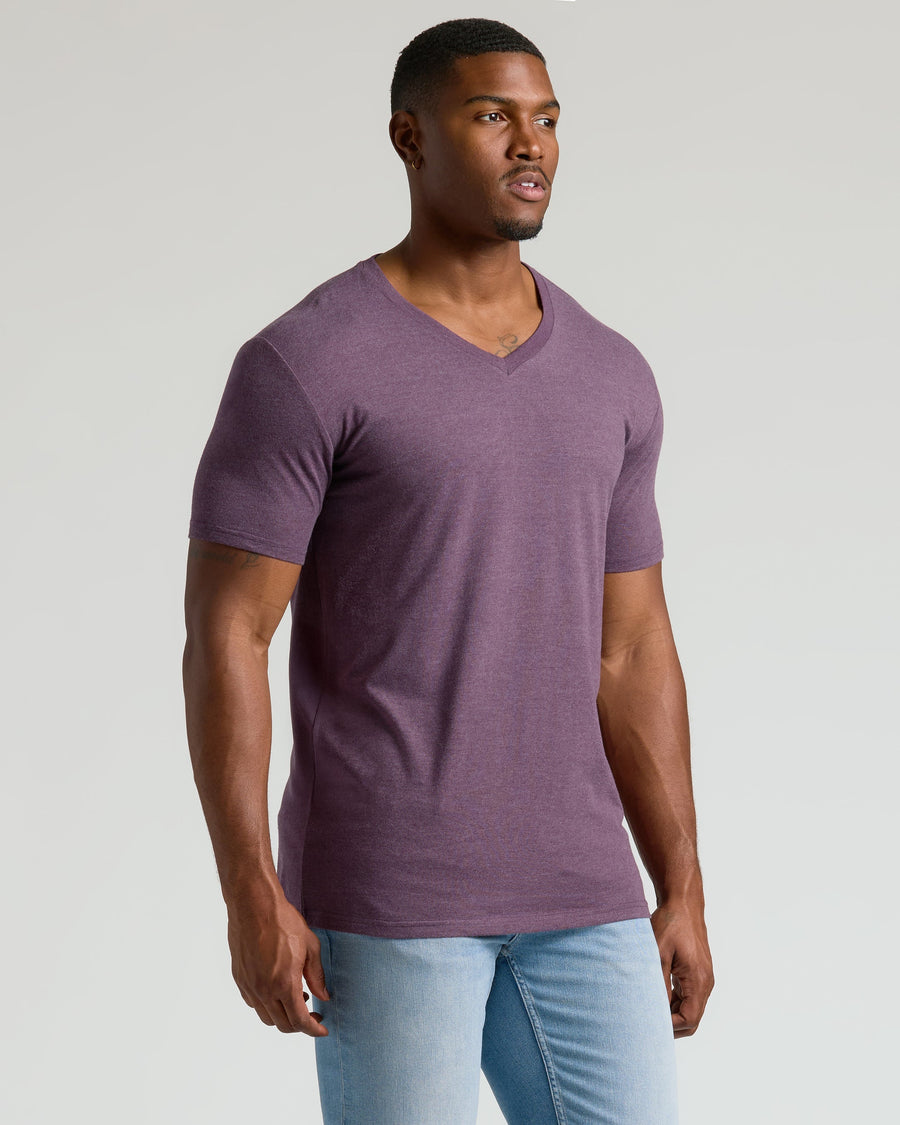 True Classic Multi Dark Heather Plum Tall Classic V-Neck | Small