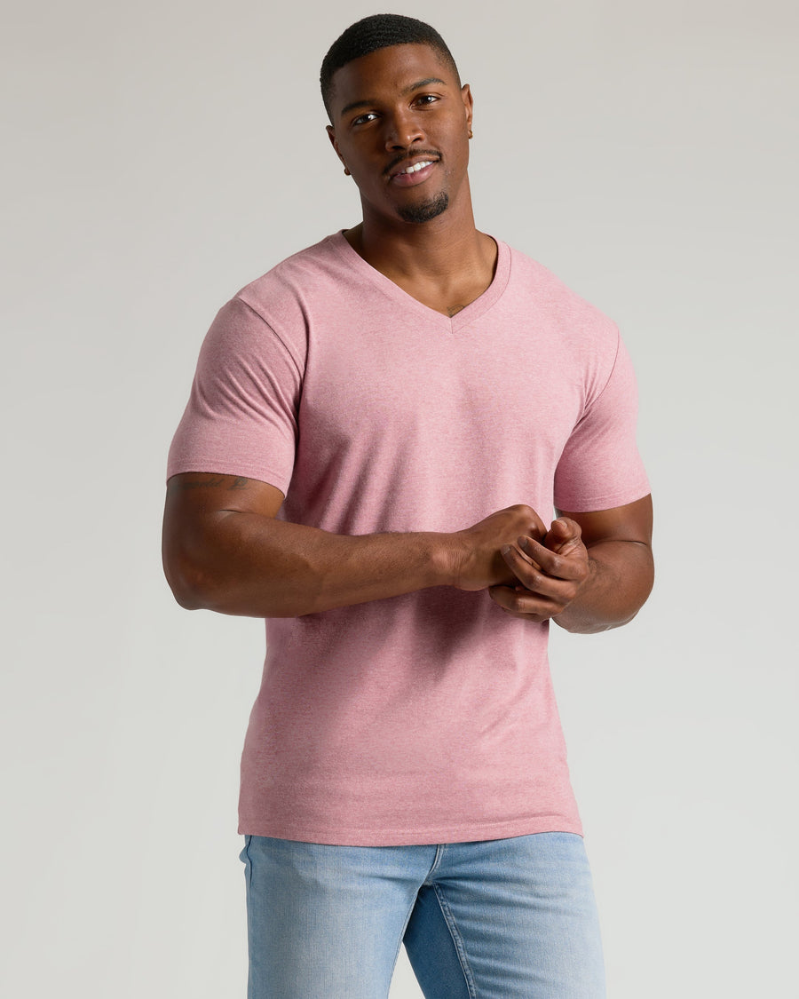 True Classic Multi Light Heather Boysenberry Tall Classic V-Neck | Small