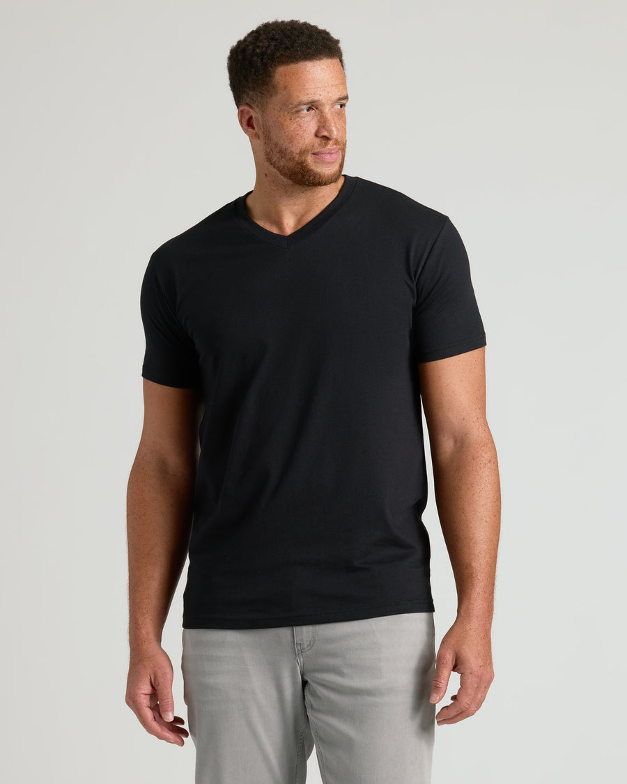 True Classic Black Tall Short Sleeve Classic V-Neck | Small