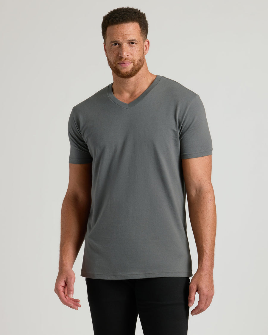 True Classic Carbon Gray Tall Short Sleeve Classic V-Neck | Small