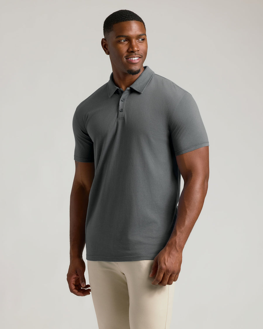 True Classic Carbon Gray Short Sleeve Tall Polo Shirt | Small