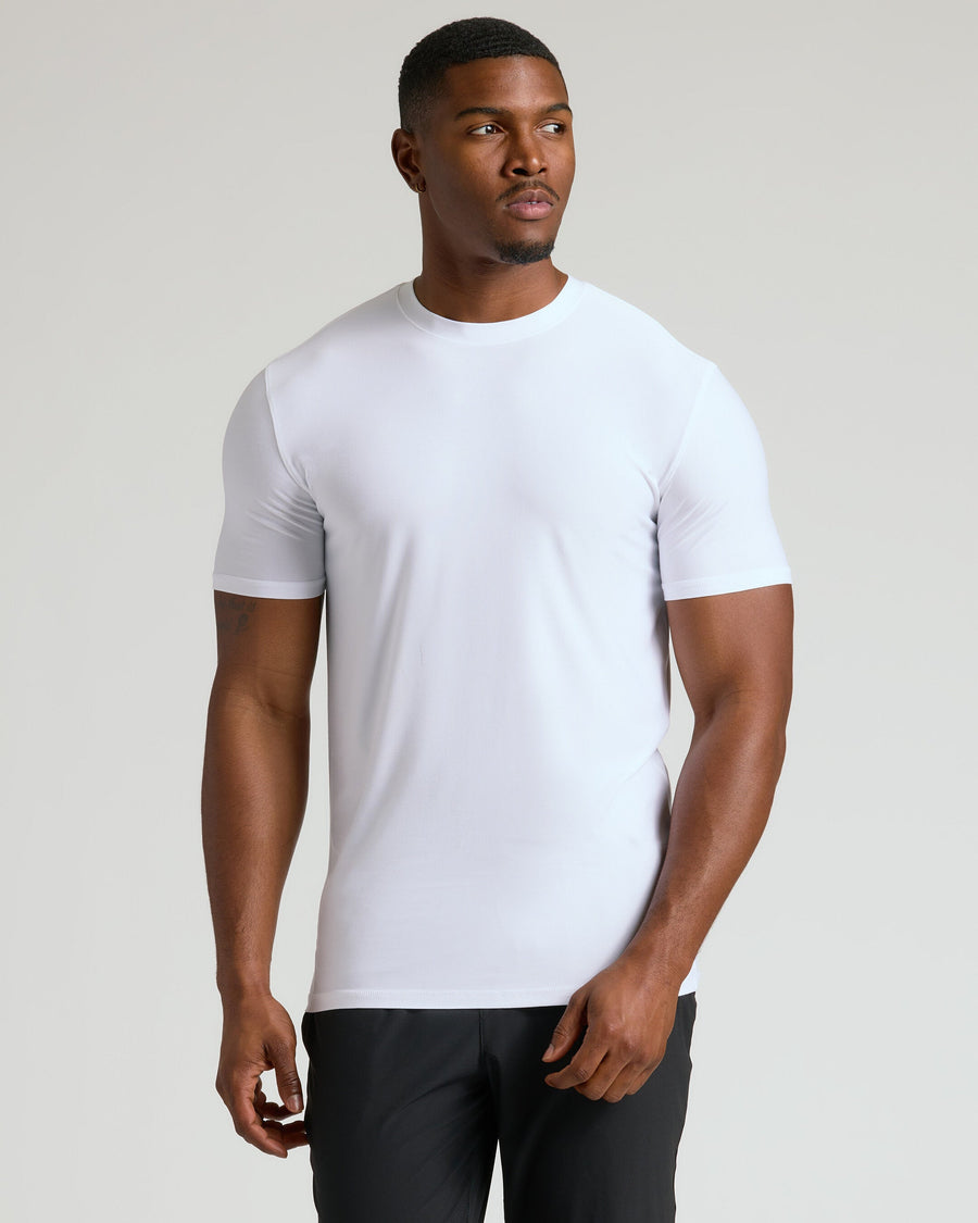 True Classic White Tall Active Crew Neck T-Shirt 2.0 | Cotton Blend | Athletic Cut | Small
