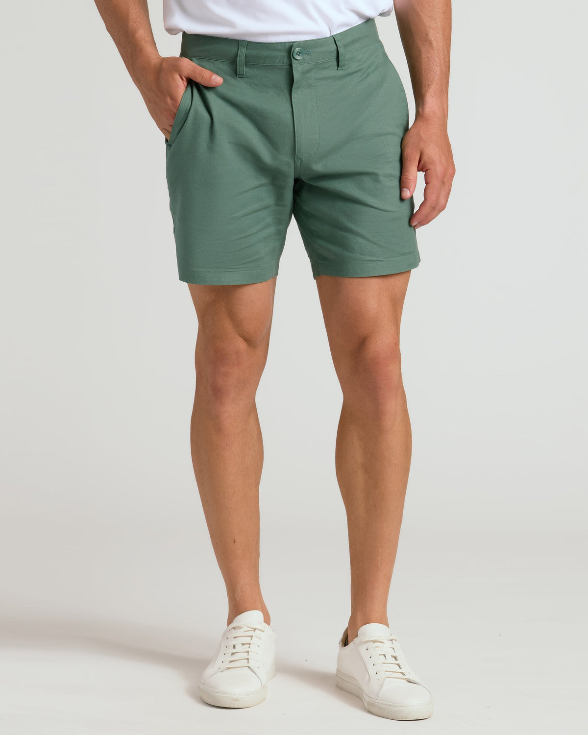 True Classic Multi 7" Moss Linen Shorts | Cotton Blend | Athletic Cut | 31