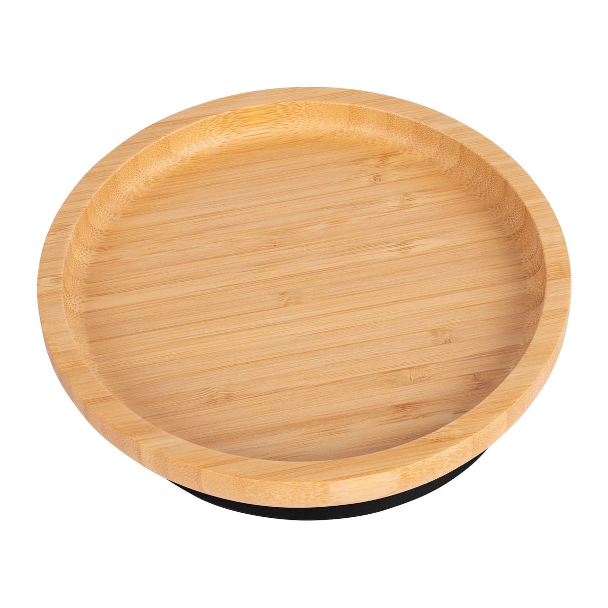 Round Open Bamboo Suction Plate - Black