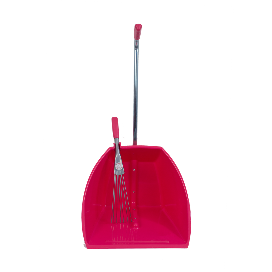Big Tidee™ with Short Metal Rake | High Capacity Scoop and Rake Cleaning Set - Pink