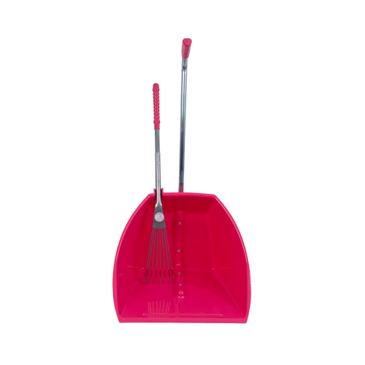 Big Tidee™ with Long Metal Rake | High Capacity Scoop and Rake Cleaning Set - Pink