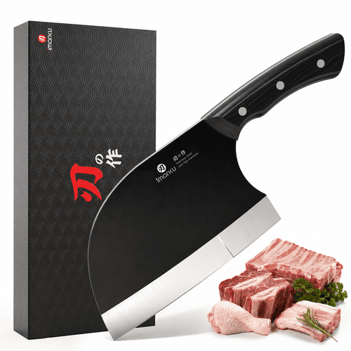 6.7" Serbian Cleaver, Japanese Steel Butcher Knife for Meat, Poultry & Vegetables