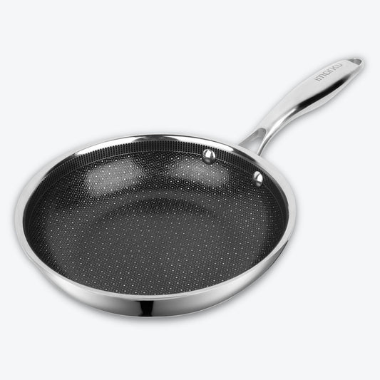 Hybrid Stainless Steel Non Stick Frying Pan 8" 10“ & 12" with Honeycomb Ceramic Surface - 8"