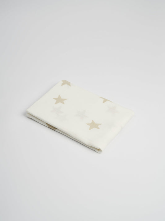 Organic and Fairtrade Cotton Muslin Swaddle | Color: White Stars