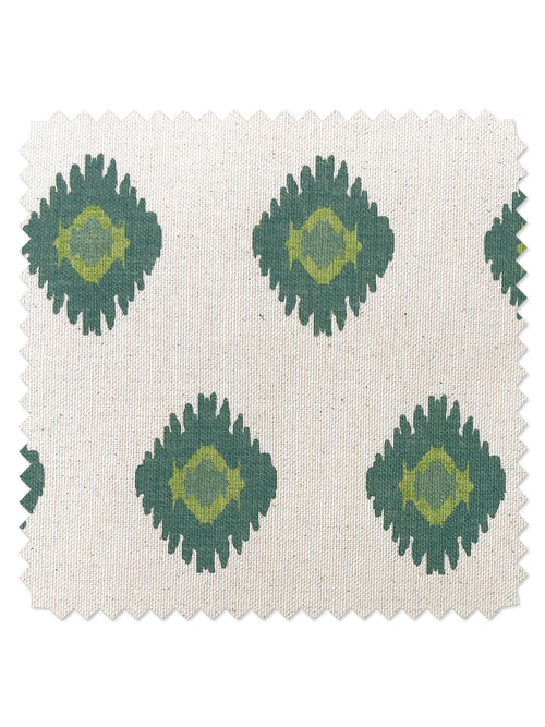 'Tangier Medallion' Raw Canvas Fabric by Wallshoppe - Green on Raw Canvas - RAW CANVAS / SAMPLE