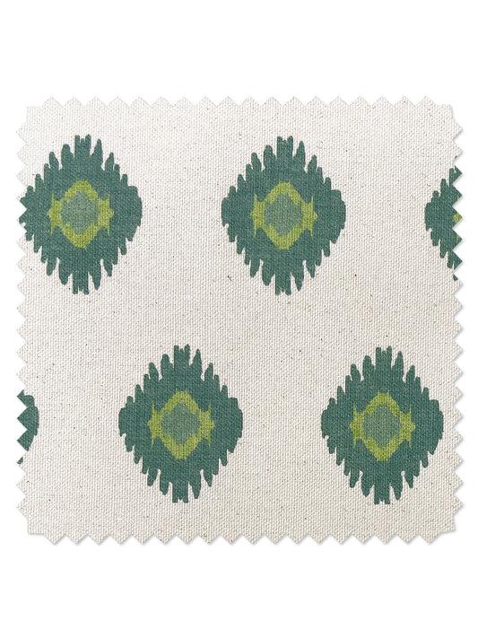'Tangier Medallion' Raw Canvas Fabric by Wallshoppe - Green on Raw Canvas - RAW CANVAS / SAMPLE