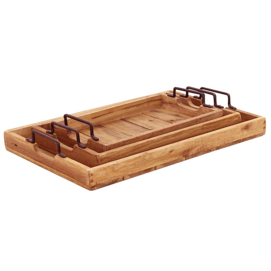 Teakholz Tablett Gloria 3er Set