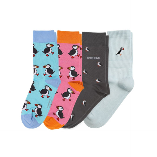 The Puffin 4 Pack Bamboo Sock Set | UK Adult 7-11