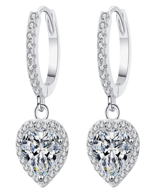 2 Carat Diamond Heart Drop Earrings