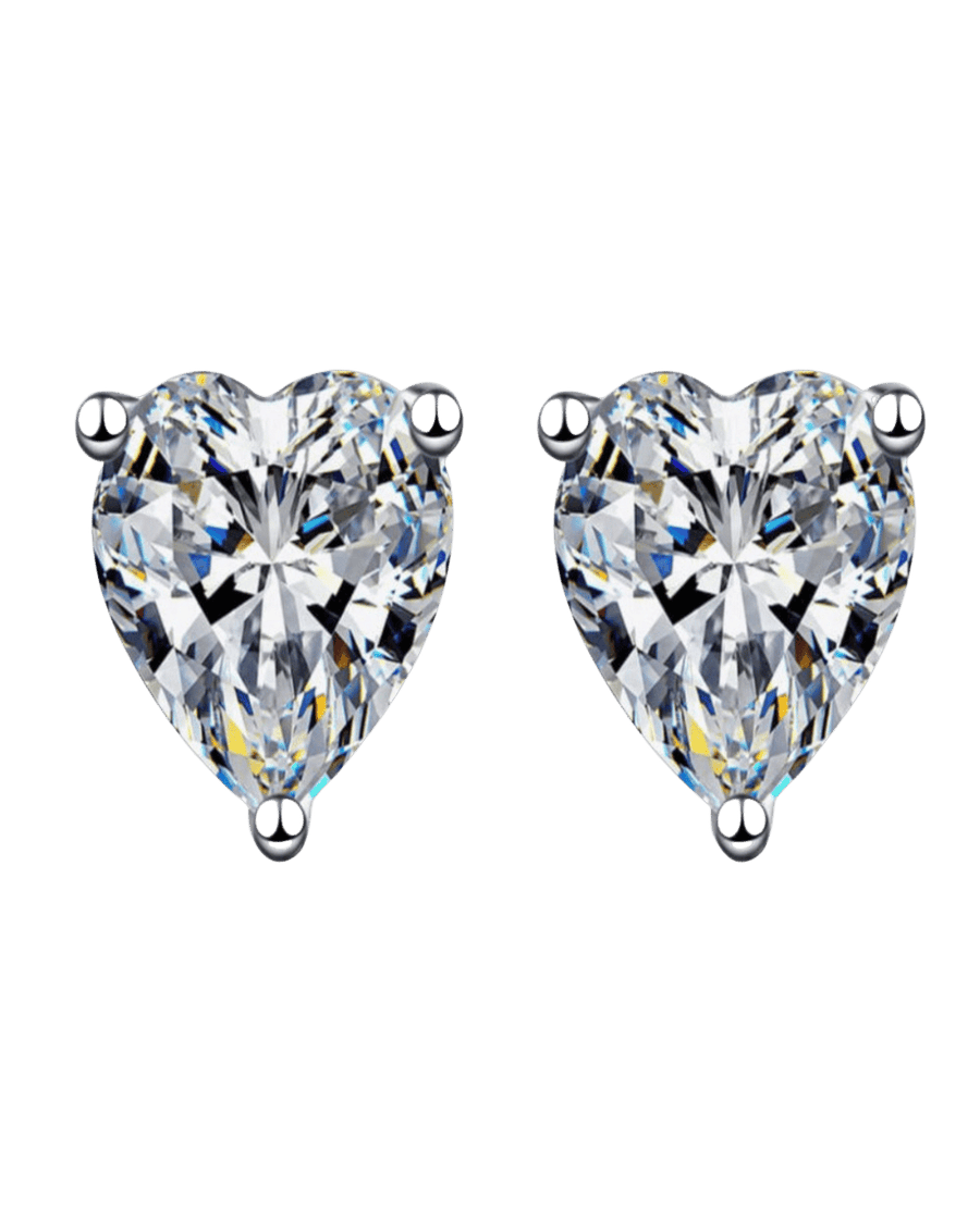 1 Carat Diamond Heart Stud Earrings