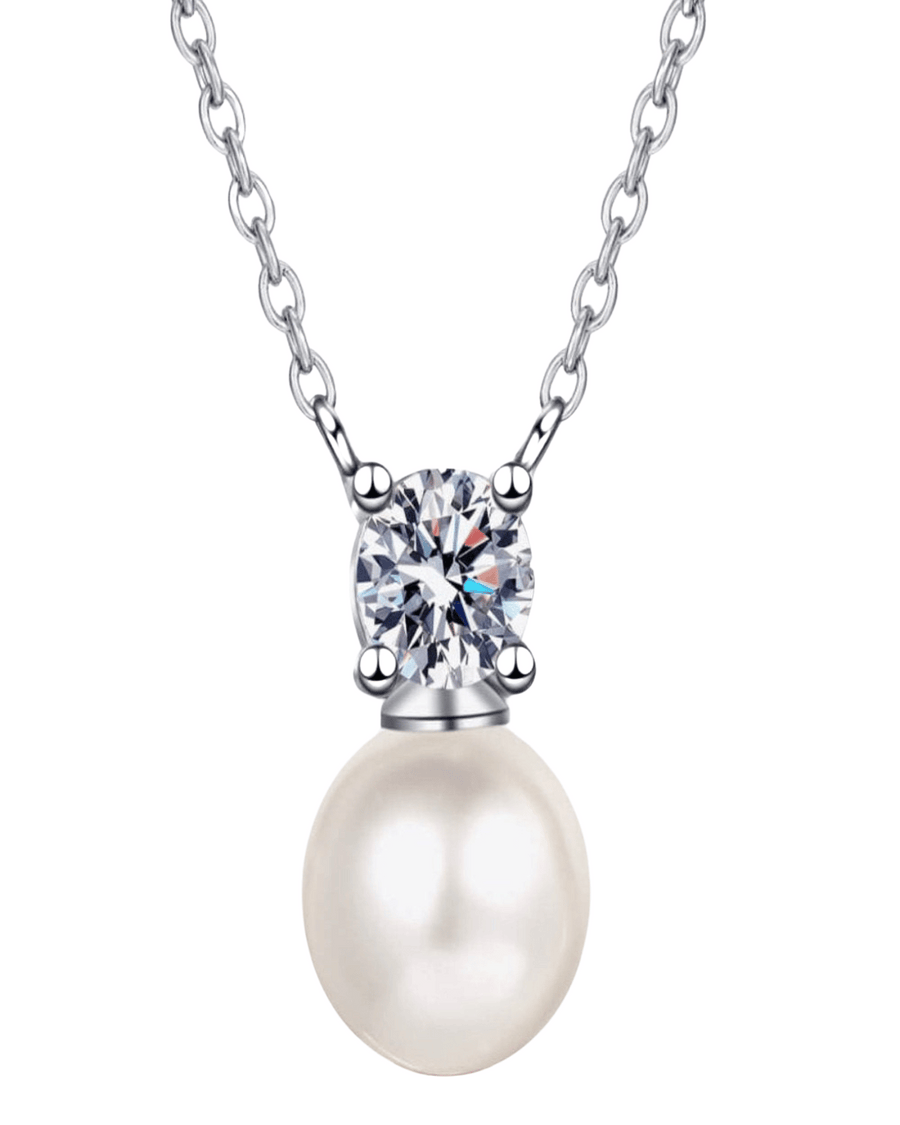0.5 Carat Diamond Pearl Pendant Necklace