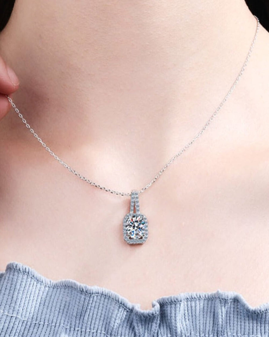1 Carat Diamond Round Pendant Necklace - Halo One Love