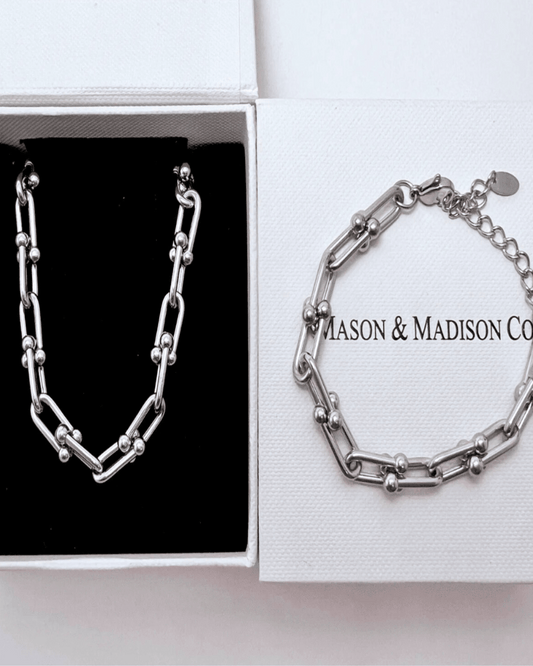 Best Trending Silver Chain Necklace Bracelet Set Gift on Sale for Women, Lady, Mother, Wife