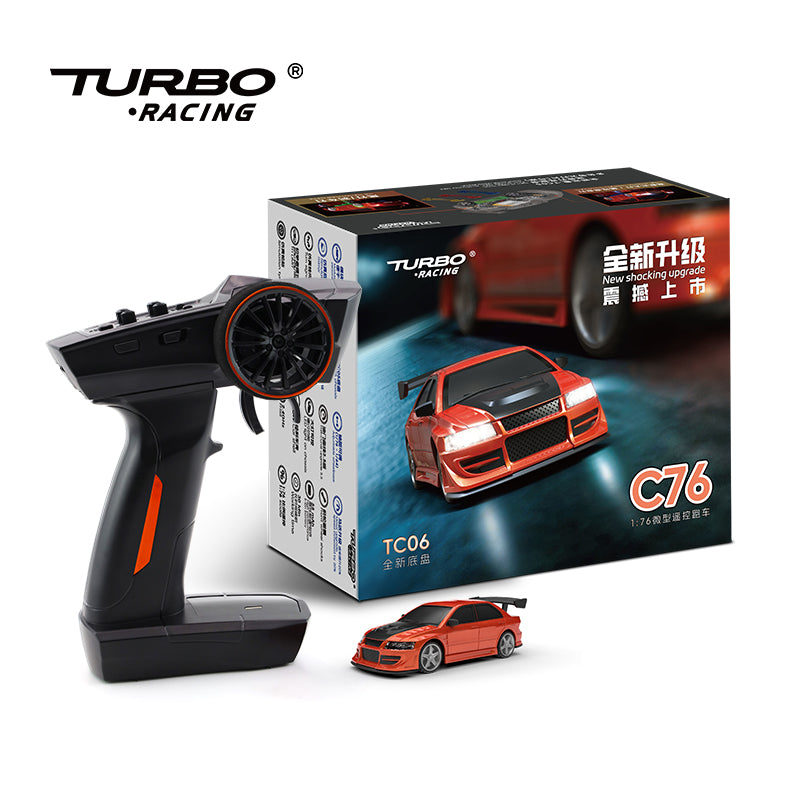 Turbo Racing C76 1/76 Scale Classic Red 2.4G 4CH 2WD LED Lights Mini RC Sport Drifting Car - Classic Red